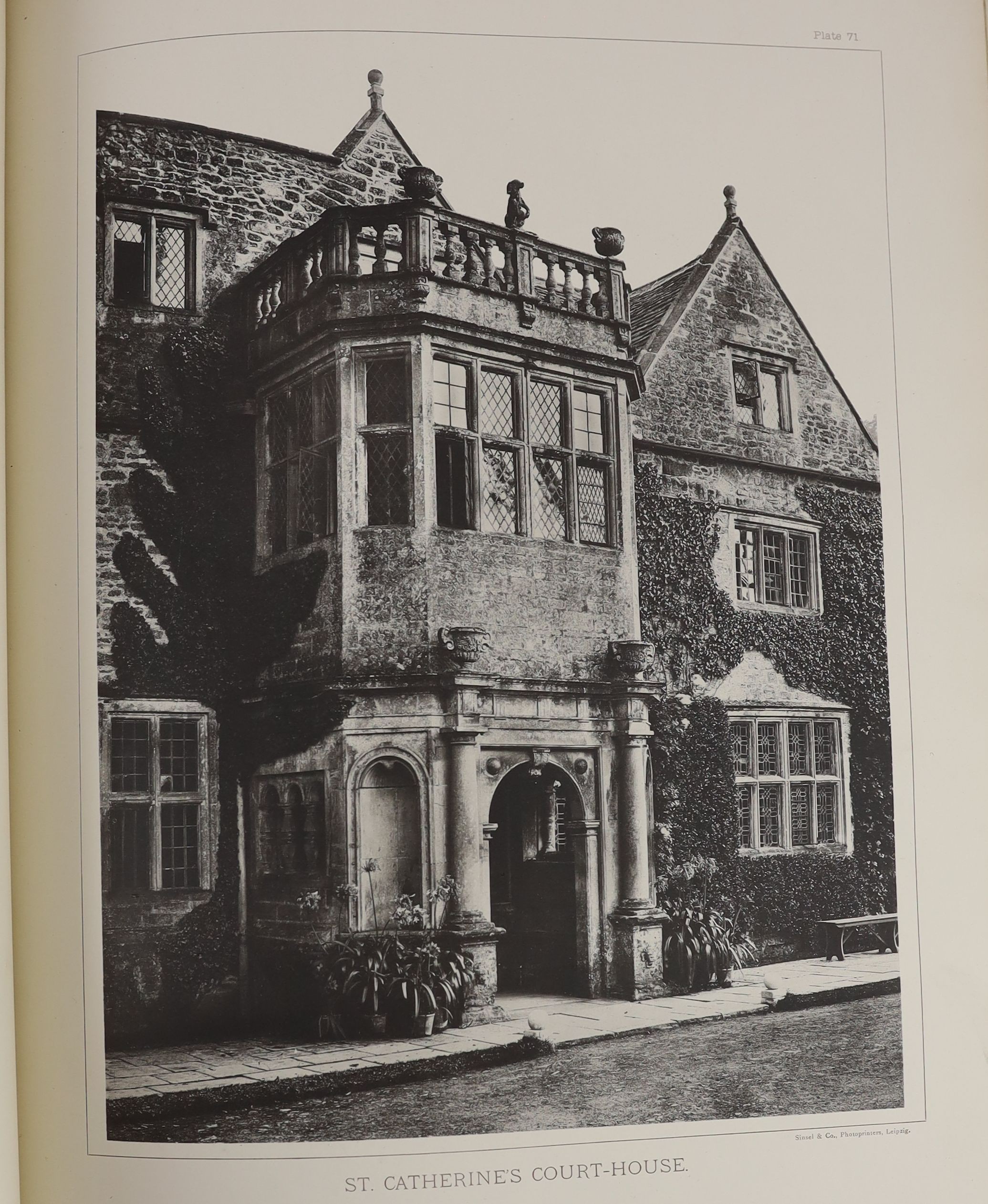Gotch, J.A. - Architecture of the Renaissance in England, 2 vol., photo plates, original half morocco, folio, 1894, Belcher and Macartney. Later Renaissance Architecture in England, 2 vol., photo plates, contemporary (?o